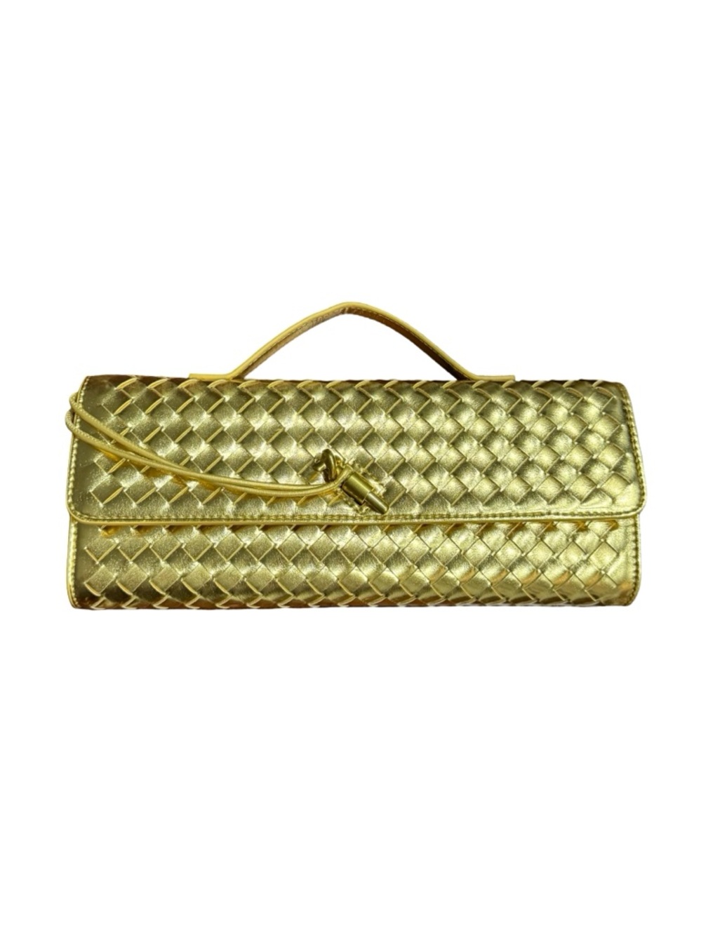 Woven Metallic Gold Clutch Handbag